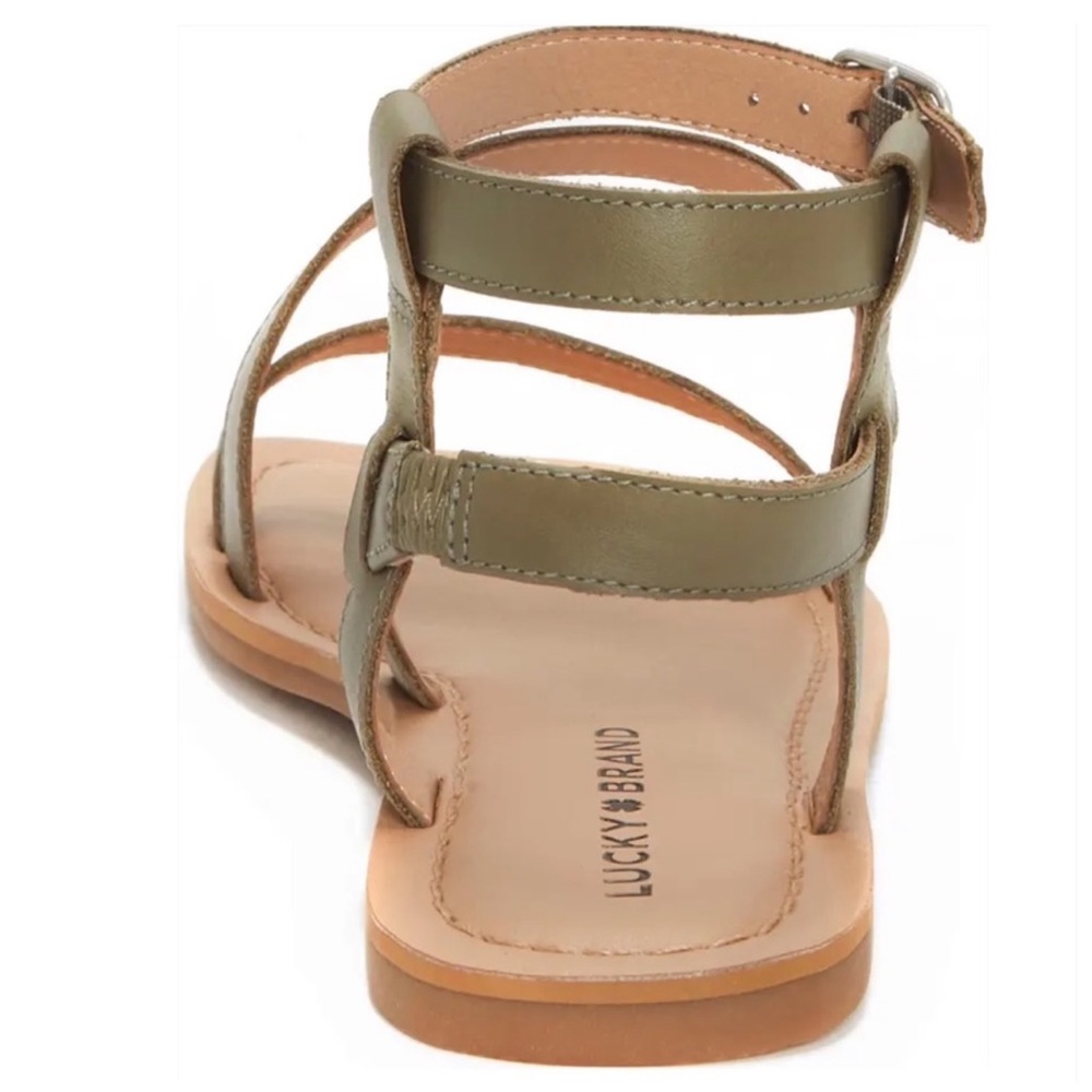 New Lucky Brand Byleth Woman’s Strappy Leather Sandal Olive Green NIB - Picture 6 of 10